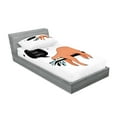 thumbnail image 2 of Ambesonne Animal Fitted Sheet & Pillow Sham Set, Shy Happy Cartoon Sloth, Twin, Multicolor, 2 of 2