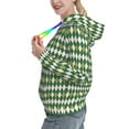 Balery Light Green Squares Pattern Womens Long Sleeve Hoodie, Pullover