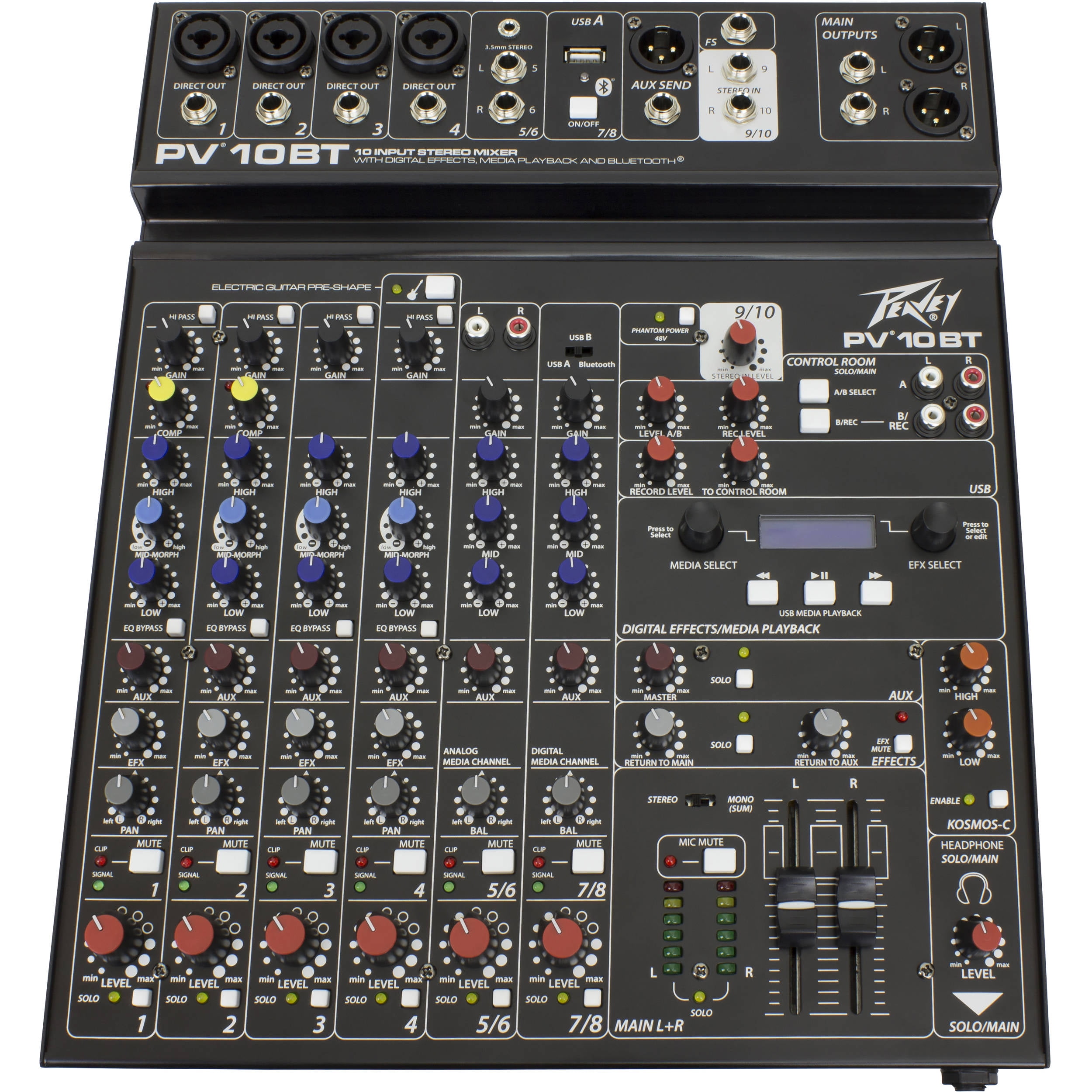 Peavey PV10 BT Pro Audio DJ Bluetooth 10 Channel Slim Mixer & PVi 100 Microphone