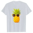 thumbnail image 4 of Ladies Fashion Casual Pineapple Print T Shirt Short Sleeve Top2 Long Sleeved Shirts Womens T Neck Tops for Women Sleeve Shirt Handstand Shirt Long Sleeve Women Long Sleeved T Shirts Solid Workout Tops, 4 of 4