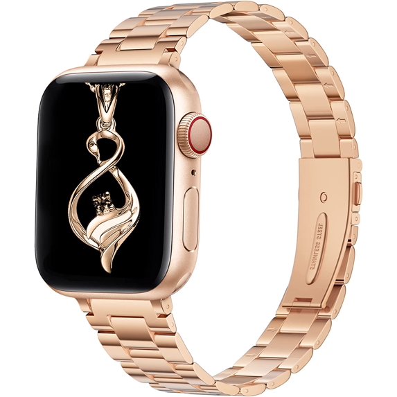 ANTHOUSE band Compatible with Apple Watch Band 38mm 40mm 41mm, Slim Stainless Steel Metal Black Replacement Strap for iWatch Series 8 7 6 5 4 3 2 1 & SE for Women (Black, 38mm 40mm 41mm)
