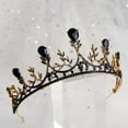 thumbnail image 5 of Racing Butterfly 1pc bride retro black crystal crown queen tiara brides wedding jewelry, 5 of 8