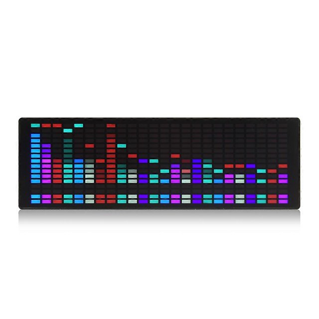 LED Music Spect Rhythm Lights Voice Sensor 1624 RGB Atmosphere Level Indicator with Clock Display