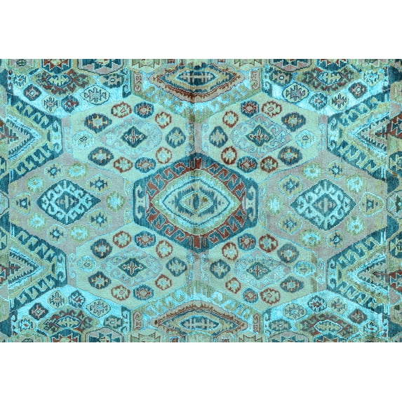 Ahgly Company Indoor Rectangle Abstract Light Blue Modern Area Rugs, 8' x 10'