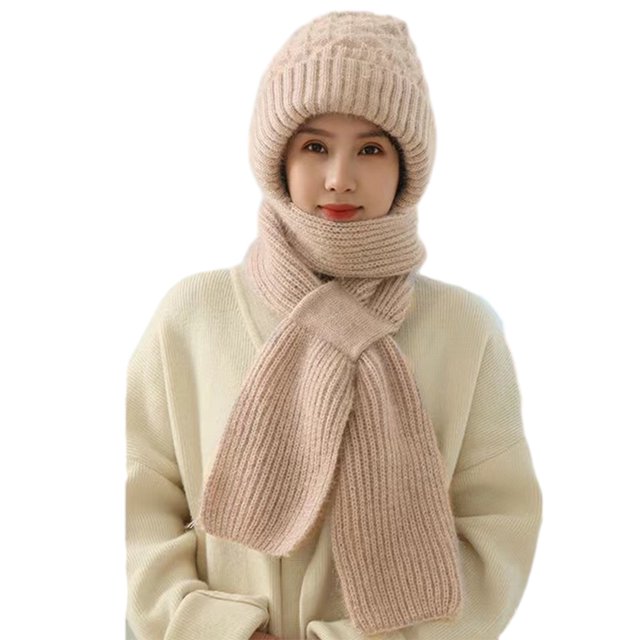 Monstrate Lana de punto de fibras acrílicas para máxima calidez en gorro de punto, bufanda, gorro de punto grueso de terciopelo para invierno Sombreros Amarillo arena
