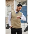 thumbnail image 3 of COOFANDY Men's Sweater Vest V Neck Slim Fit Cable Knitted Sleeveless Pullover Sweater Tan, 3 of 6