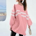 thumbnail image 4 of Yuhangmm Womens Hoodies Pullover Womens Oversized Striped Sweatshirt Long Sleeve Crew Neck Casual Pullover Tunic Tops with Cozy Warm Material Pink XXXL, 4 of 6