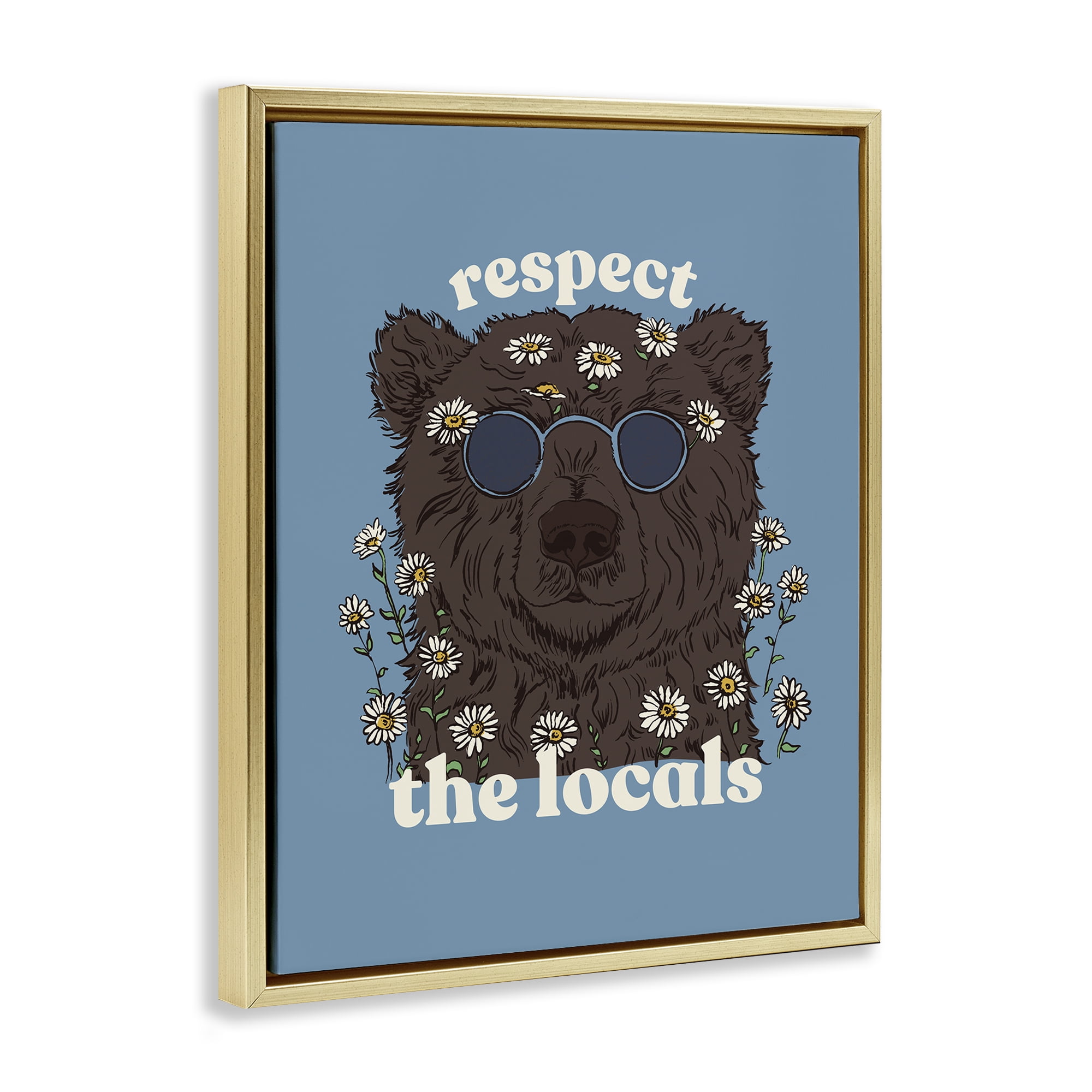 Stupell Industries Respect The Locals Bear Gold Framed Floater Canvas Wall Art, design by Two If By Sea Studios