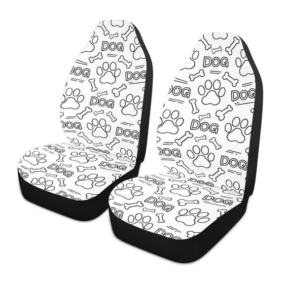 ALAZA Cute Dog Paw Print Car Seat Covers 2 PCs Universal Auto Front Seats Interior Protector