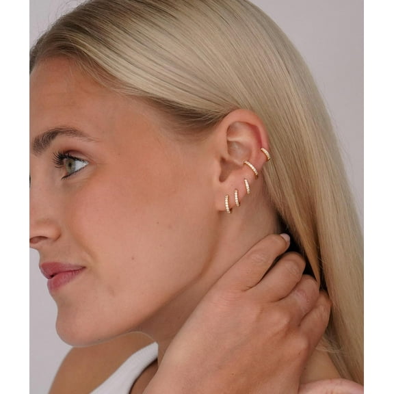 S925 Sterling Silver Hoop Earrings For Women，Small Gold H Ie Hoop Earrings Set 12 Gauge 14K Gold Plated Hypoallergenic Jewelry Gifts 6，8，10，12，14， 16，20Mm[Z565]