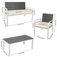 thumbnail image 7 of Royard Oaktree 4 Pieces Patio Furniture Sets Wood Garden Conversation Sets with Coffee Table and Armchairs Sectional Outdoor Sofa Couch Set with Cushions for Porch Backyard Lawn Garden Pool,White, 7 of 7