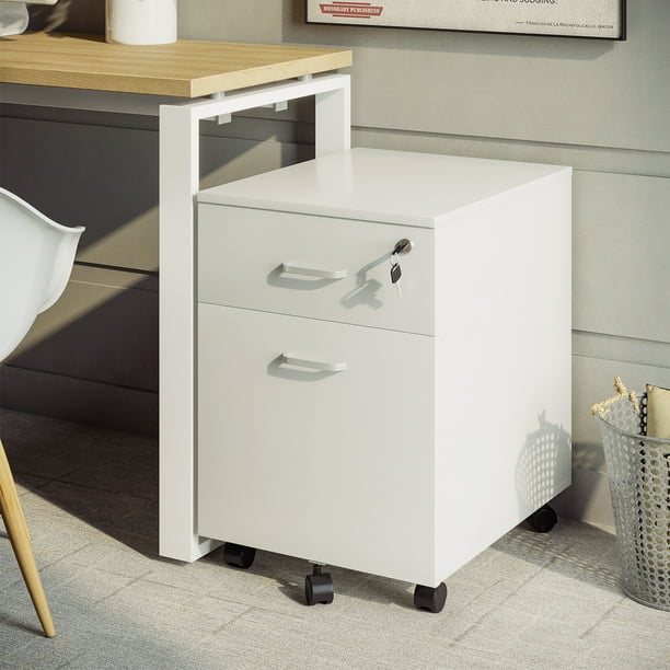 Vinsetto Locking 2 Drawer File Cabinet Rolling Filing Cabinet with