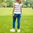 thumbnail image 5 of Girls Cute Summer Tops Ruffled Fly Sleeves Plaid Tank Top Casual Crewneck Sleeveless Fashion Blouses (14 Years, White-Stripes), 5 of 6