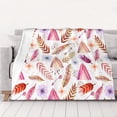 thumbnail image 5 of YFYANG Lightweight Warm Flannel Blanket, Watercolor Bohemian Leaf Pattern Throw Blanket for Bed, Sofa, Travel, Camping, 80"x60", 5 of 7