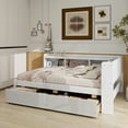 thumbnail image 4 of Full Size L-shaped Bookcases Bed with Power Outlets, USB Charging Ports,Two Drawers,Whtie, 4 of 13