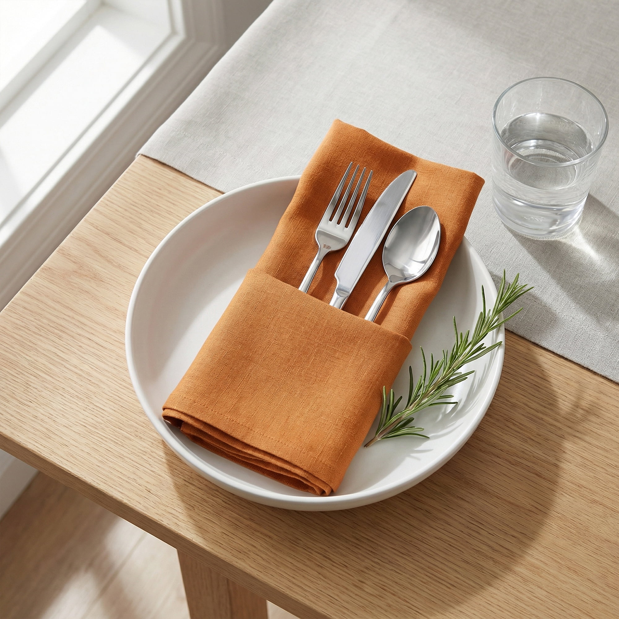 Unique Bargains 6Pcs Cotton Reusable Party Cloth Napkins Caramel 18x18inch