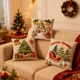 thumbnail image 2 of Cinvoph 18"x18" 3pcs Embroidered Christmas Throw Pillow Covers Linen Festive Xmas New Year Holiday Decorative Pillow Cases for Couch Sofa Bed Chair Living Room Winter Home Decoration, 2 of 7