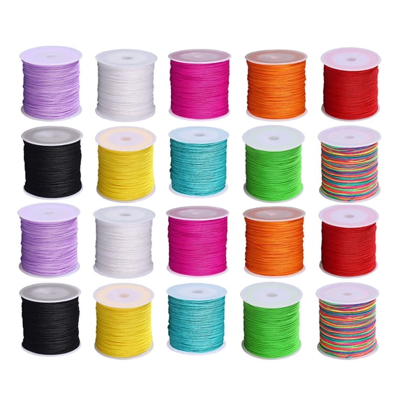 20 Rolls Nylon String for Bracelets, 0.8mm Chinese Knotting Cord, Multicolor Nylon Beading Cord  Suitable for Jewelry Making, Braided Bracelets and Crafts