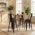 thumbnail image 5 of ELLEGNT 4 PCS 62 cm Counter Height Bar Stools – Metal Frame, Backrests & Footrests Included, Black, 5 of 10