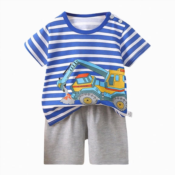 NIEWTR Toddler Pajamas for Boys 2T 3T 4T 5T 2PCs Set Short Sleeve Tops Shorts Soft Breathable Children Kids Pjs Summer Pajamas Loungewear for Rest & Comfort(A-Blue,5-6 Years)