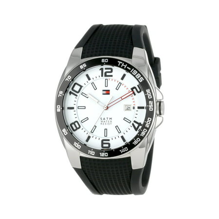 Tommy Hilfiger Men's Sports Silicon Strap Analog Quartz Watch - White & Black - 1790884