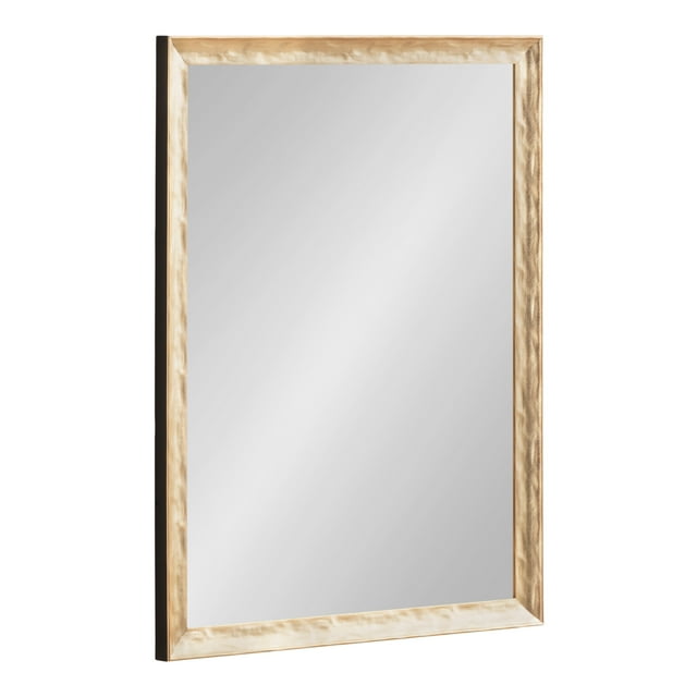 Kate and Laurel Illiona Transitional Rectangle Wall Mirror, 18 x 24, Gold, Modern Glam Rectangular Bathroom Mirror with Metallic Finish and Textured Frame