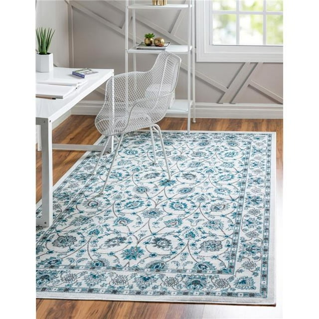 Unique Loom 3149247 5 ft. x 7 ft. 9 in. Floral Aarhus Rectangular Rug, Ivory