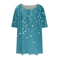 thumbnail image 5 of Womens Tunic Top Short Sleeve Tunics for Women Plus Size Round Neck Longline Tops for Leggings Ladies Swing T Shirt Casual Loose Stretch Comfortable Blouses Shirts Blue XXXL, 5 of 5