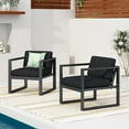 thumbnail image 2 of GDF Studio Noah Outdoor Aluminum Club Chairs with Cushions, Set of 2, Dark Gray and Black, 2 of 11