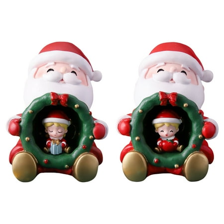 

MEGAWHEELS Christmas Night Light Decorative Santa Claus Wreath with Cute Girl Boy Nightlight Ornaments for Home Bathroom Bedroom Decor