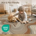 thumbnail image 4 of ODIKA 3'x5' Washable Area Rug Map Wavy Abstract Elevation Rings Lines Flowing Earthy Topographic Dynamic for Hallway, Laundry Room, Non-Slip, Flatweave, Easy Care, 4 of 7