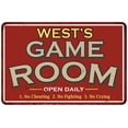 thumbnail image 1 of WEST'S Game Room Sign Vintage Look 8 x 12 High Gloss Metal 208120001484, 1 of 1