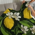 thumbnail image 4 of Creowell Lemons Flowers Green Leaves Soft and Warm Flannel Blanket for Sofa, Travel, Camping, Bed, Chair - Multi-purpose Gift Blanket All Season 50x60in, 4 of 7