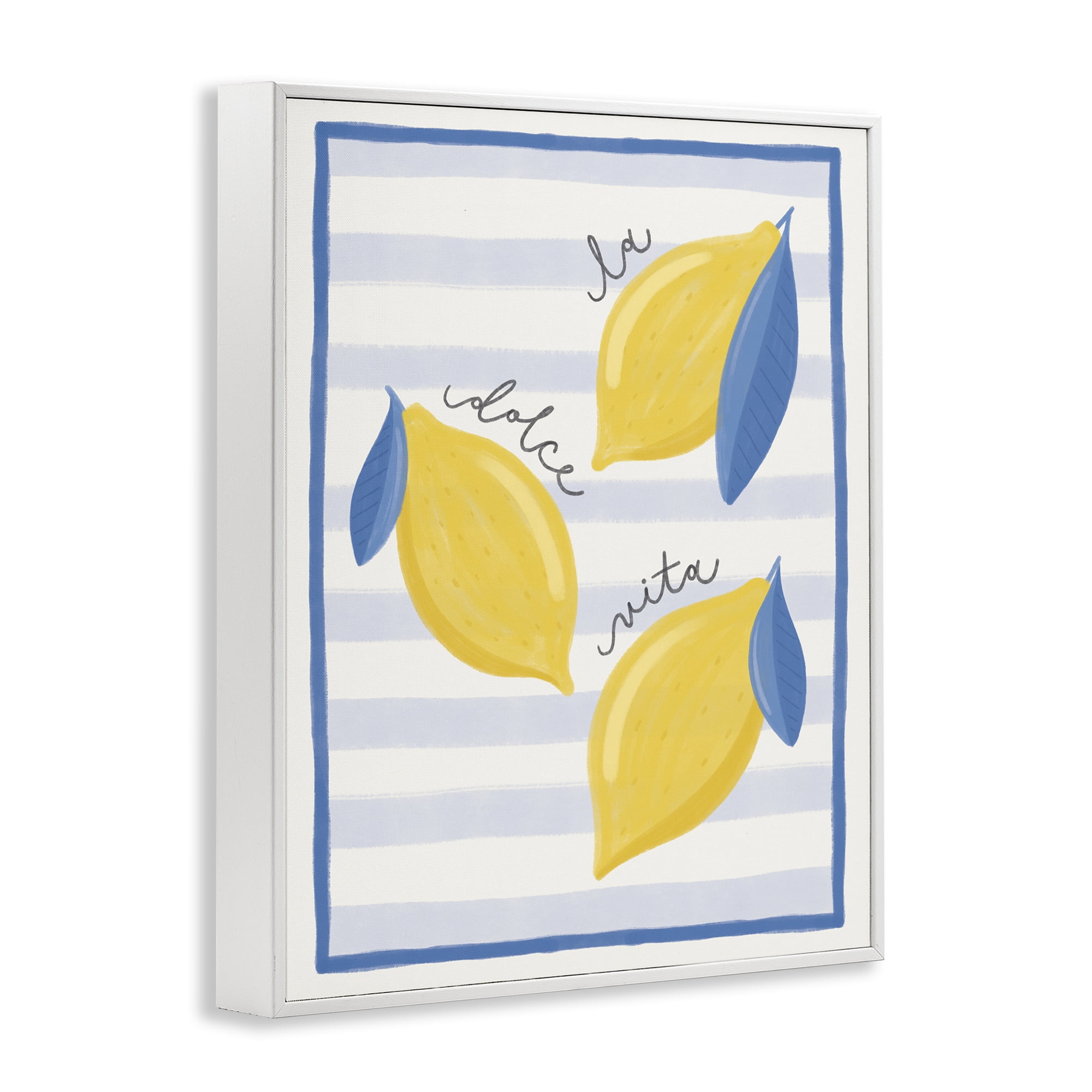 Stupell Industries Dolce Vita Lemons & Stripes White Framed Giclee Art, design by Jalynn Heerdt