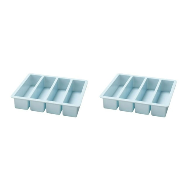 Toystoory Molde de silicona de 4 rejillas, bandeja para cubitos de hielo, comida complementaria antiadherente, molde para hornear elástico Azul 2Conjunto