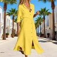thumbnail image 2 of Arlun Linen Shirt Dresses for Women Button down Drawstring Elastic Waist Long Sleeve Causal Dress Plain Long Maxi Dresses 2026 Trendy Spring Outfits Yellow XL, 2 of 6