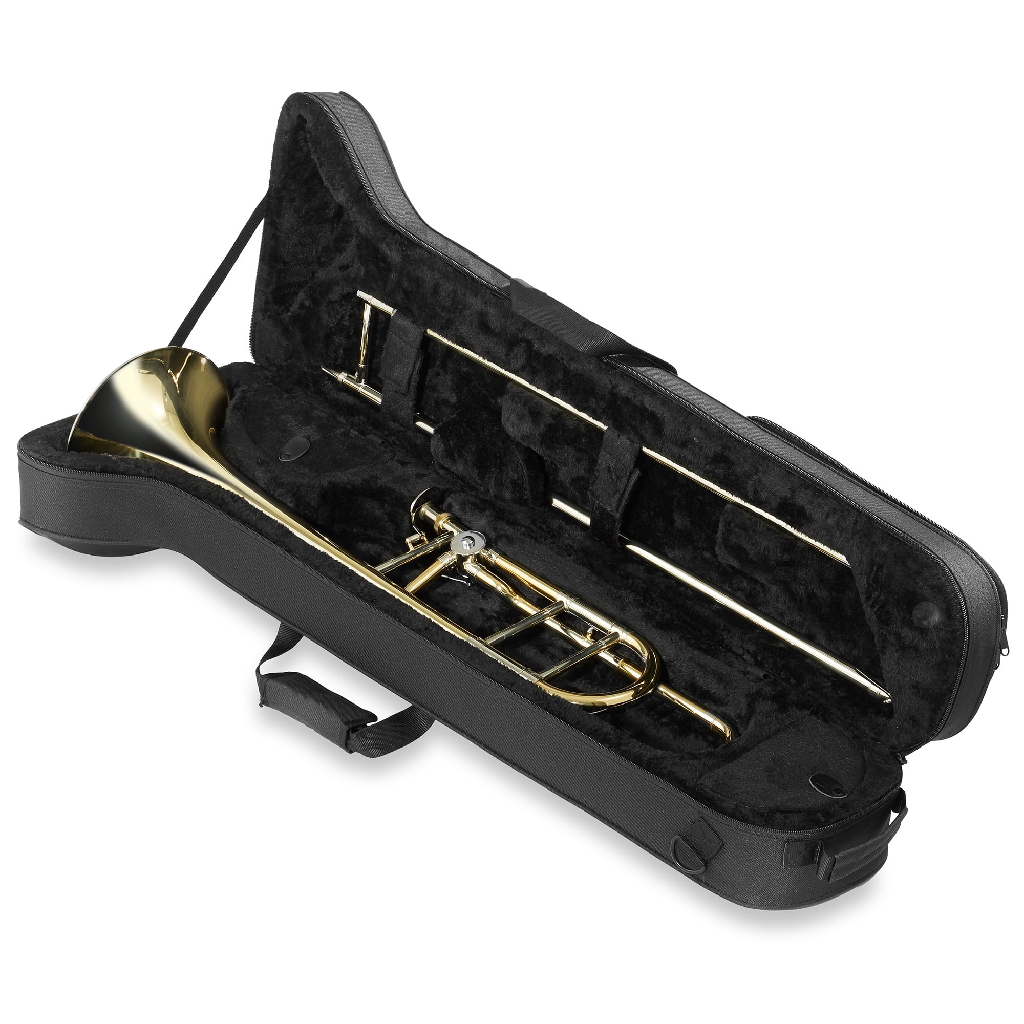 Ashthorpe Bb Tenor Trombone with F Trigger, Gold Lacquer Finish - Includes  Case, Mouthpiece, Gloves, Cleaning Cloth, Slide Grease