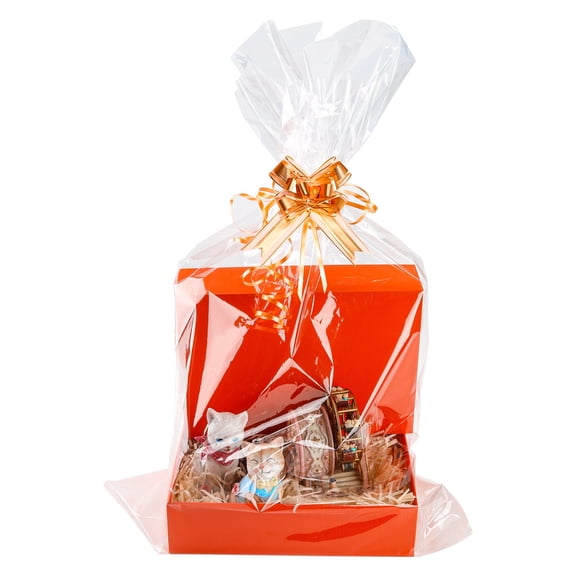 10-Pack Large Clear Cellophane Wrap Bags for Gift Baskets, 16x24 Inches Plastic Wrapping for Birthday, Baby Shower, Graduation, Wedding Gifts