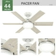 thumbnail image 2 of Hunter 44 inch Indoor Ceiling Fan with LED Light and Remote Control - White Ceiling Fan, Standard Mount, 6 Blades, For Bedroom, Living Room, or Kitchen, Quiet - Pacer 51205, Fresh White, 2 of 17