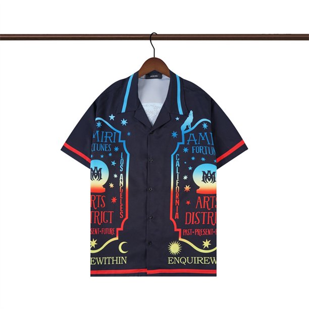 Camisa Estampada De AMIRI's Nueva Moda casual Verano De Manga Corta Marea Corriente Gao Jiahui unisex