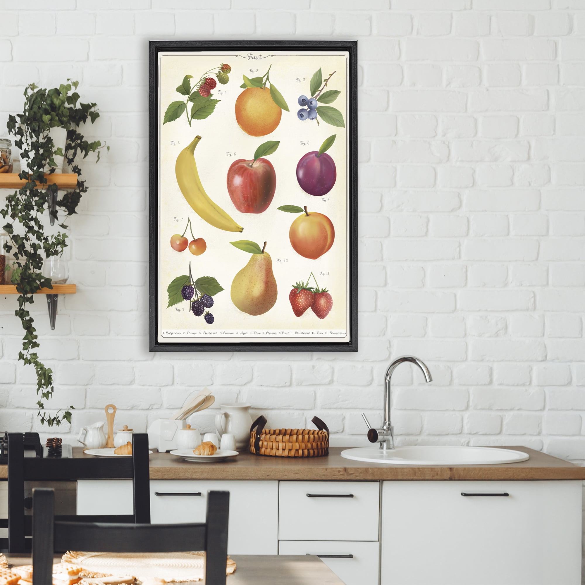 Stupell Industries Fruit Collection Studies Black Framed Floater Canvas Wall Art, design by Diane Neukirch