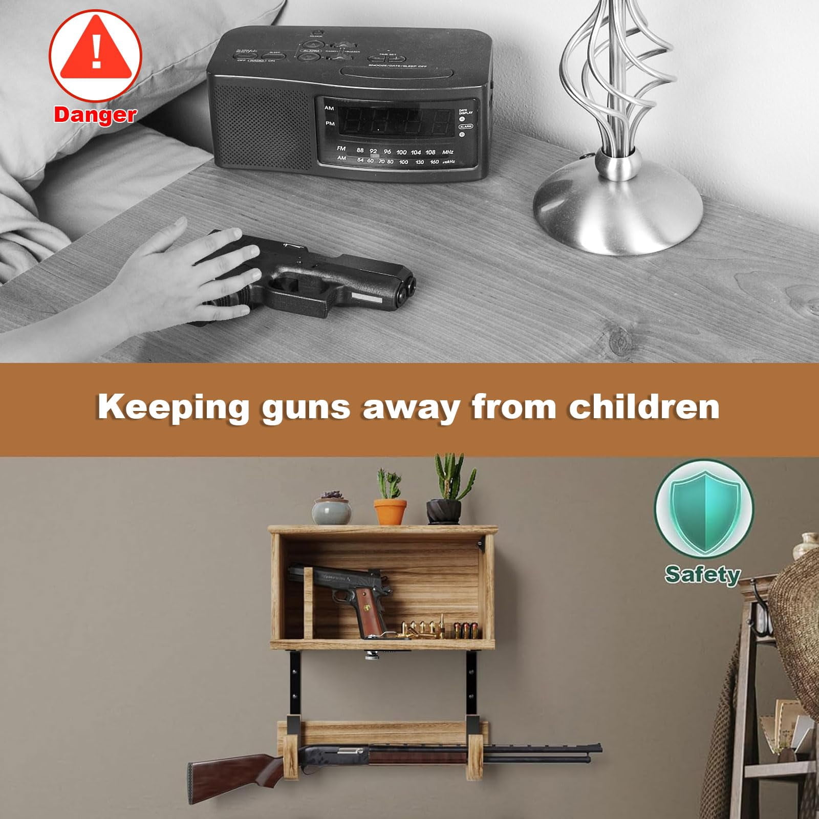Wall Mount Lock Gun Racks for Wall With Storage Gun Racks for Wall Display