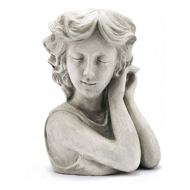 LuxenHome Gray MgO Lady Head Bust Planter Indoor/Outdoor
