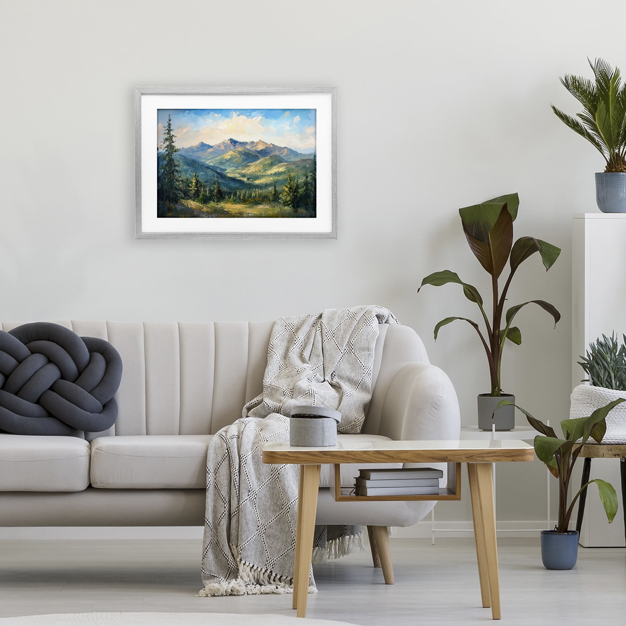 Stupell Industries Valley In The Mountains Gray Framed Print Under Glass, design by Petal Prints Design