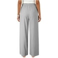thumbnail image 6 of Bloomae Women Wide Leg Flowy Drawstring Palazzo Linen Pants Beach Lightweight Casual Elastic High Waisted Loose Comfy Trousers with Pockets Gray L, 6 of 6