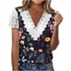 thumbnail image 1 of Mujeres moda verano Sexy pliegue impreso regular mujeres manga corta cuello en V botón Top OAVQHLG3B Store  lin121212, 1 of 4