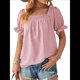 thumbnail image 2 of Tops de Verano para Mujer, Cuello Cuadrado, Elegantes, Informales, con Lunares, Mangas con Volantes, Camisetas Bonitas, Ropa de Moda Rosa S, 2 of 9