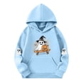 thumbnail image 4 of Gamivast Halloween Ghost Graphic Hoodies for Girls Long Sleeve Pullover Sweatshirts Spooky Skateboard Pumpkin Print Fall Winter Casual Hooded Tops with Pocket Light Blue 5 Years, 4 of 4