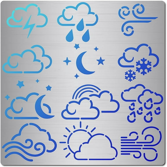 16cm Weather Metal Stencil Cloud Templates Reusable Stainless Steel Stencils Journal Signs for Painting on Wood Wall Canvas Furniture Wood Burning Engraving Pyrography Crafts Drawing Tools DIY
