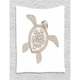 thumbnail image 1 of Turtle Tapestry, Hand Drawn Floral Tortoise Vortex and Spiral Lines Built in Flappers, Wall Hanging for Bedroom Living Room Dorm Decor, 40W X 60L Inches, White and Pale Caramel, by Ambesonne, 1 of 2